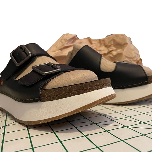 Comfortable Casual Sandals, size 40/W9-9.5, Black Platform Slides, ART Company - Picture 3 of 7